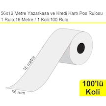 56x16 Metre Termal Kredi Kartı Ve Yazarkasa Pos Rulosu 100'lü Koli