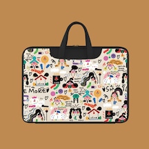 Peanuts White Dog Optik Deri Dizüstü Bilgisayar Kılıfı 14 İnçe Kadar Taşınabilir Koruyucu Çanta Fermuarlı L, Diğer