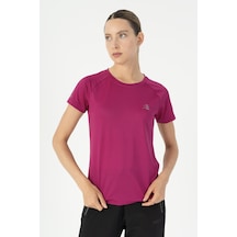 Maraton Slimfit Kadın Bisiklet Yaka Koyu Pembe- T-shirt Koyu Pembe-