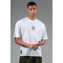 Maraton Sportswear Oversize Erkek Bisiklet Yaka Kısa Kol Basic Beyaz T-shirt 23242-beyaz