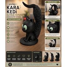 Sevimli Kara Kedi Kulaklık Standı
