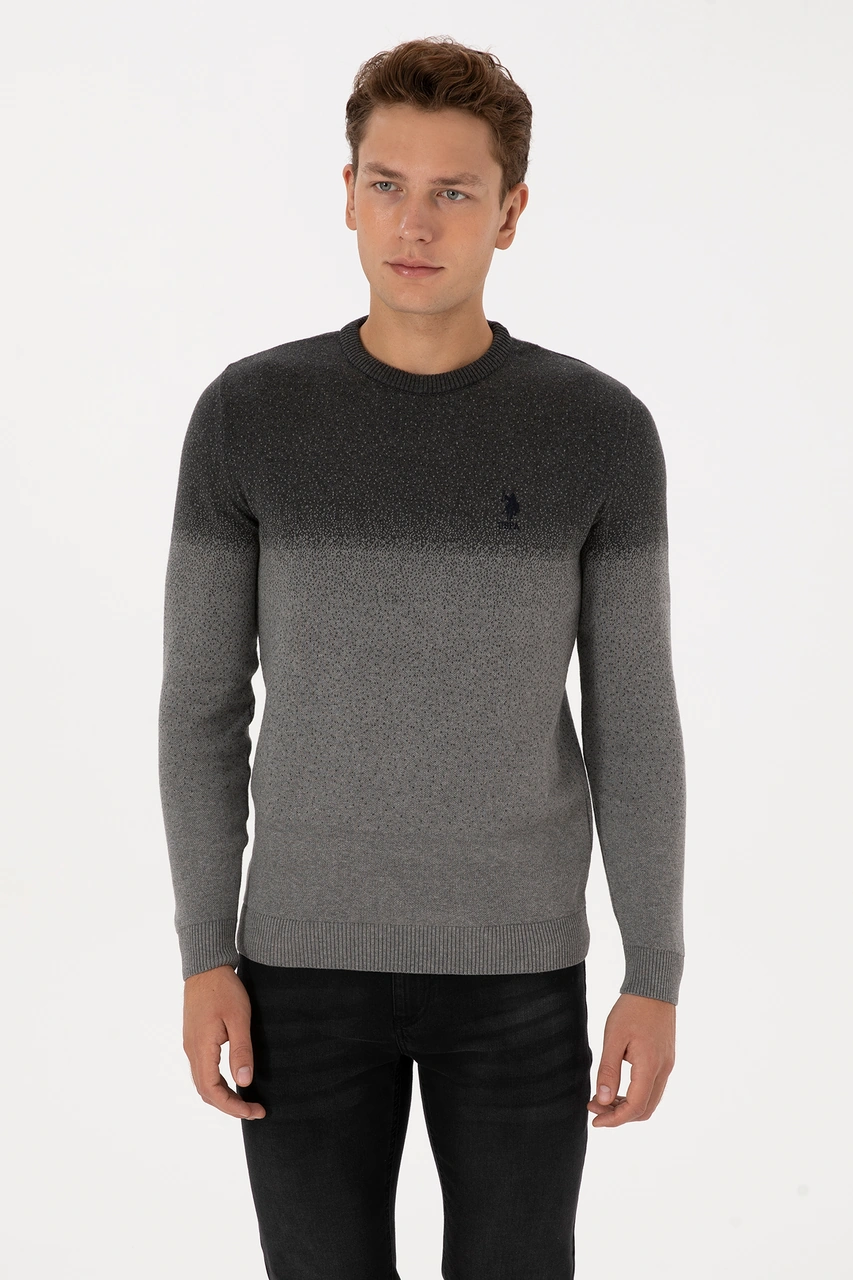 U.S. Polo Assn. Erkek Regular Fit Bisiklet Yaka Antrasit Melanj Kazak 50307871-VR081