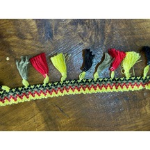 Renkli Püsküllü Triko Şerit Çanta Giyim Aksesuarı Een 5 Cm 1 Metre