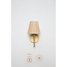 Rattan Eskitme Gold Duvar Aydınlatması Kablolu Aplik Krem