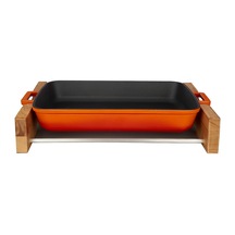 Lava Metal Döküm Dikdörtgen Tepsi Ve Altlığı, 26x40cm Sku: Smg8690010593696 Ahşap