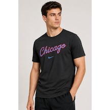 Nike Chicago Bulls Essential Mens Tee Grafik Baskılı Erkek Bisiklet Yaka Tişört Siyah