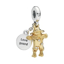 Nur Silver Sallantılı Gold Renkli Korkuluk Gümüş Charm Nur-bl12410
