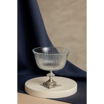 Elta Collection Metal Ayaklı Gümüş Detaylı Büyük Boy Kase- Sunum - Servis - Salata Kasesi gümüş