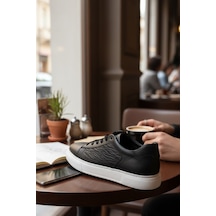 Enoch Hakiki Deri Dalga Desen Garnili Günlük Erkek Sneaker Comfort Taban Siyah Enoch Hakiki Deri Dalga Desen Garnili Günlük Erkek Sneaker Comfort Taban Siyah