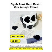 Siyah Renk Kalp Kesim Sticker Etiket 2cm - 500 Adet Siyah