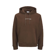 Jack & Jones Jjskı Kapüşonlu Sweatshirt Erkek Logo Hoodie Aw25 Kahverengi