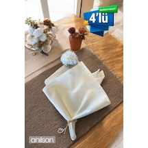 4 Lü %100 Pamuk Kumaş Peçete Beyaz 50x50 Cm Mutfak Bezi Sofra Sunum Servis Peçetesi