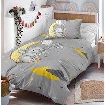 Sevimli Balon Tutan Fil Desenli Tek Kişilik Bebek Çocuk Nevresim Takımı