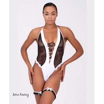 Intive Fantasy Derin V Dekolteli Arkası String Kesim Bodysuit/bab Siyah