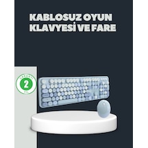 Mey İthalat Retro Daktilo Stilli Kablosuz Klavye Mouse Seti Sessiz Ve Şık