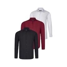 Üçlü Set G726 Dewberry Gömlek-siyah-beyaz-bordo Siyah-beyaz-bordo