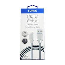 Sunix Sc-13 Apple Uyumlu iOS Telefon Şarj Data Çelik Kablo 1M