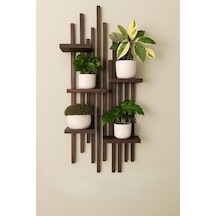 Woodstore Premium Masif Ahşap Duvar Rafı - 120x50 Cm Delmesiz Kurulum Bitkilik Bordo