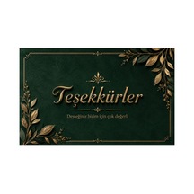 100 Adet Premium Teşekkür Kartı 8x5 Cm Paket İçi Sipariş Notu, Müşteri Teşekkür Kartı - Yeşil - 020