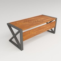 Silver Ahşap Bilgisayar Masası 240x85x76 Cm-ön Ahşap-antrasit Renk Ayak Açık Ceviz