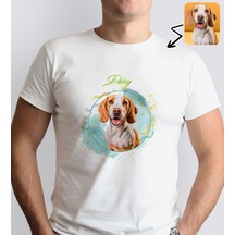 Bk Gift Kişiye Özel Evcil Hayvan Tasarımlı Erkek Beyaz Tişört-1, Sevgiliye Hediye, Arkadaşa Hediye, Trend T-shirt Medium