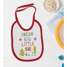 BK Kids Dream Big Little One Tasarımlı Kırmızı Bebek Mama Önlüğü- Kırmızı
