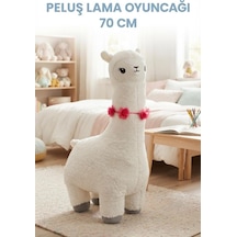 Beyaz Peluş Lama 70 Cm Sevimli Ve Konforlu Uyku Yastığı Ve Sarılma Arkadaşı Dekoratif Oyuncak