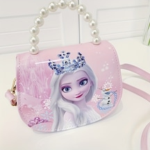 Yingfu Disney Elsa Prenses Taç Çanta, Dondurulmuş Karikatür Omuzdan Askılı Çanta, Inci Bozuk Para Cüzdanı, Moda Pembe Pembe