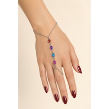 Gümüş Renk Oval Zirkon Taş Çelik Şahmeran - 3895 Çok Renkli