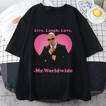 Flood Of Style Canlı Gülmek Aşk Sayın Dünya Çapında Pitbull Grafik T Shirt Moda Hip Hop Kısa Kollu Tişört Un Siyah