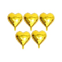 5 Li Gold Kalp Folyo Balon 15 Inç - 38 Cm