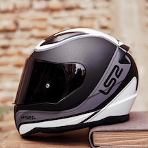 Şeffaf + Siyah Vizörlü + Ls2 Rapid Deeper Full Face Motosiklet Kaskı Beyaz - Siyah