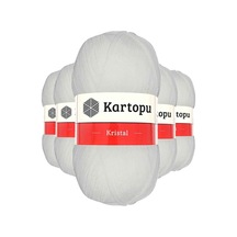 5 Adet Kristal Çift Katlı El Örgü Lif İpi Beyaz K010 Çok Renkli