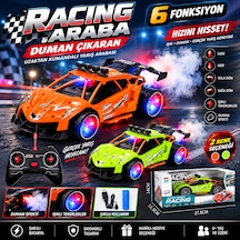 Şarjlı Racing Araba 6 Fonksiyonlu Duman Çıkaran Işıklı Uzaktan Kumandalı Yarış Arabası 1 Adet