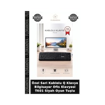 Özel Seri Kablolu Q Klavye Bilgisayar Ofis Klavyesi Tk01 Siyah Oyun Tuşlu