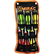 Bez Çantalı Renkli - Kauçuk Kaplama Saplı Darbeli 6lı Set Çift Taraflı Tornavida Takımı 54