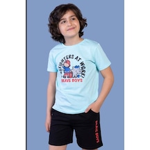 Toontoy Kids Toontoy Erkek Çocuk İtfaiye Adam Baskılı Şortlu Takım Su Yeşili