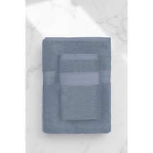 2 Parça Battal Lüks Premium Banyo Spa Havlu Takımı 90x170 Cm İndigo Çok Renkli
