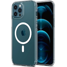 Apple Uyumlu iPhone 12 Pro Max Kapak Magsafe Kablosuz Şarj Destekli Şeffaf Kapak