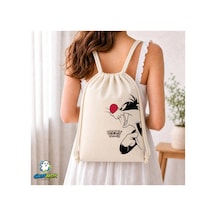 Ghostbastır Design Looney Tunes Büzgülü Keten Çanta C174 Bej