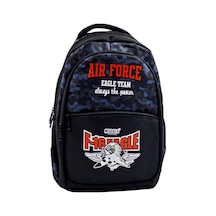 Muggle 3 Bölmeli Air Force Okul Sırt Çantası Siyah Mu-9659