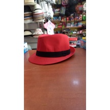 Çocuk Kırmızı Fötr Şapka Unisex Model 50 Cm Kırmızı