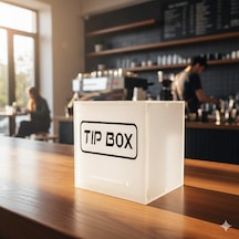 Kilitli Pleksi Masa Üstü Tip Box Bahşiş Kutusu Buz Beyazı 14x14xh13 Cm 1