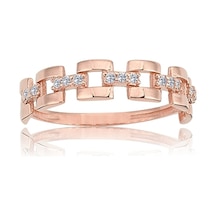 Taşlı Kare Zincir 925 Ayar Gümüş Yüzük-Taşlı Minimal Gümüş Alyans - 533401152