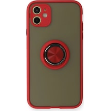 Mey İthalat Apple Uyumlu iPhone 11 Kılıf Montreal Yüzüklü Silikon Kapak - Kırmızı