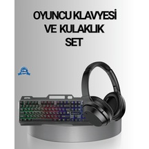Işıklı Oyuncu Klavye Mouse Ve Bluetooth Kulaklık Seti Türkçe Q Usb Diğer