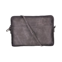 Leeds 14 İnç Macbook Ve Pc Uyumlu, Hakiki Deri, El Yapımı Kılıf, Gölgeli Gri Gri