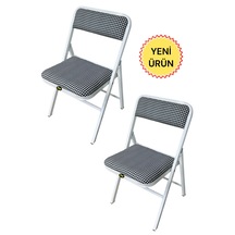 Hey 2'li Katlanır Kamp Sandalyesi Piknik Sandalye Kazayağı Beyaz Beyaz - Siyah