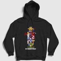 Presmono Unisex All Undertale Kapüşonlu Sweatshirt Siyah