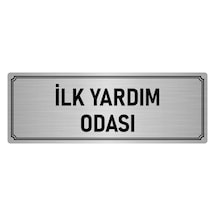 Metal Yönlendirme Levhası, Departman Kapı Isimliği Ilk Yardım Odası 10x20 Cm Gümüş Renk